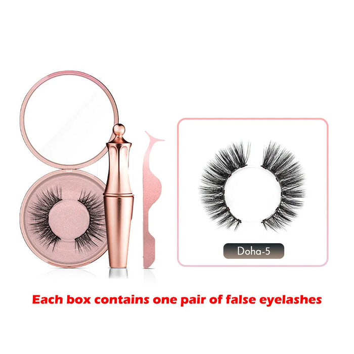 Magnetic Eyelashes Eyeliner Tweezer Set Natural False Lash Repeated Use 3D Mink Eyelashes Waterproof Liquid Eyeliner Makeup Tool