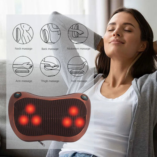 Massage Pillow Relaxation Vibrator Electric Head Shoulder Back Heating Kneading Infrared Therapy Pillow 3D shiatsu Neck Massager-Health Wisdom™