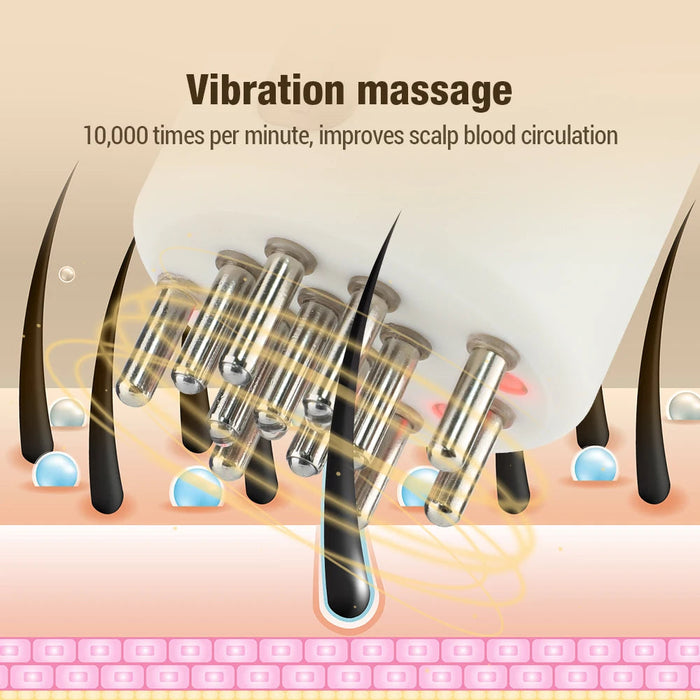 Microcurrent Head Scalp Massage Comb Head Scratcher LED Light Vibration 6ml Serum Oil Applicator Hair Growth Waterproof