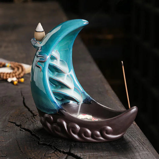 Moon & Fish Indoor Relaxation Decoration Home Decor Office Lucky Feng Shui Gadgets Indoor Ceramic Aromatherapy Stove -No Incense-Health Wisdom™