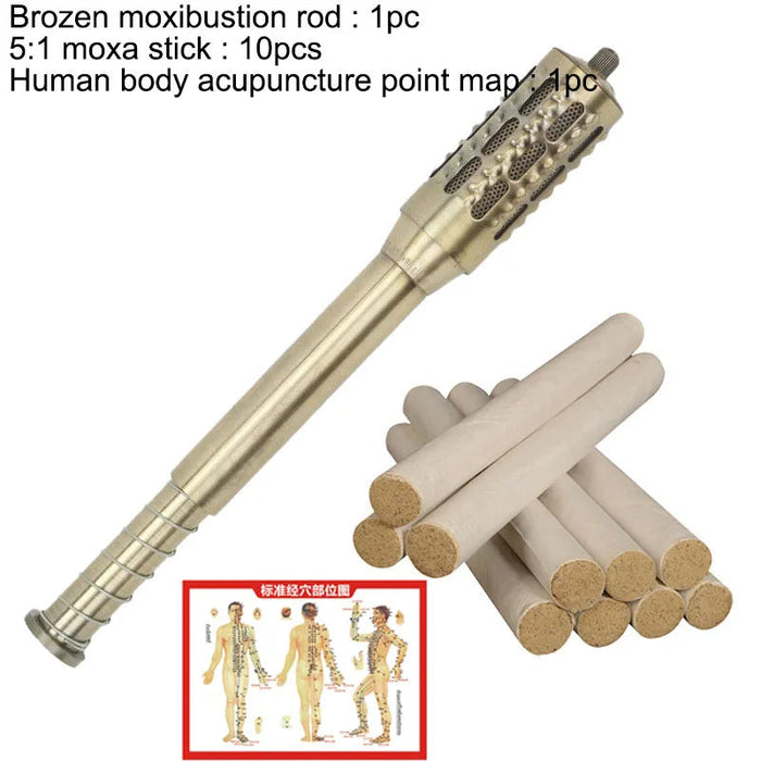 Moxa Therapy Brass Moxibustion Rod Body Warm Acupoint Meridian Massage Brozen Copper Stick Health Care