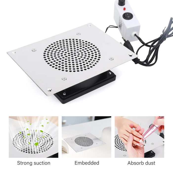 Nail Dust Collector Strong Vacuum Suction Table Desk Dust Cleaner Manicure Predicure Machine w/ Filter Nail Extractor Fan Salon