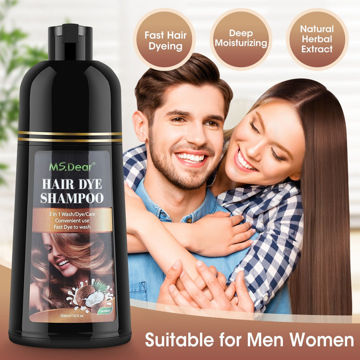 Natural Brown Hair Color Permanent Hair Coloring Shampoo Long Lasting Black Hair Dye Shampoo For Women Men Professional Dye