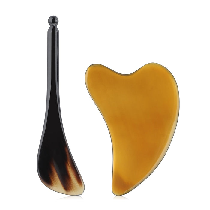 Natural OX Horn Gua Sha Board &amp; Face Lift Massage Stick Set Eye Facial Beauty Back Scraping Skincare Oil SPA PhysioTherapy Tools-Health Wisdom™