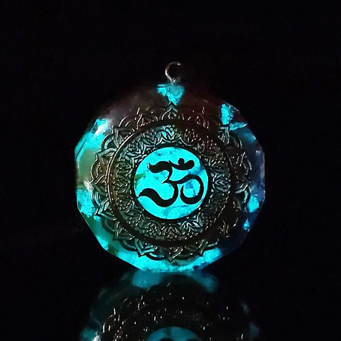 Om Symbol Orgonite Pendant Luminous Sri Yantra Necklace Sacred Geometry Chakra Energy Orgone Necklace Meditation Jewelry-Health Wisdom™