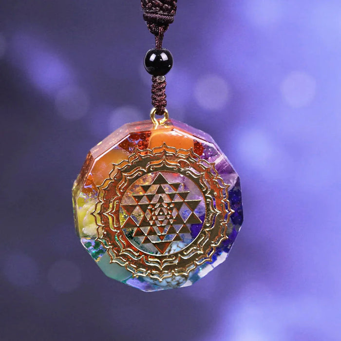 Om Symbol Orgonite Pendant Luminous Sri Yantra Necklace Sacred Geometry Chakra Energy Orgone Necklace Meditation Jewelry-Health Wisdom™