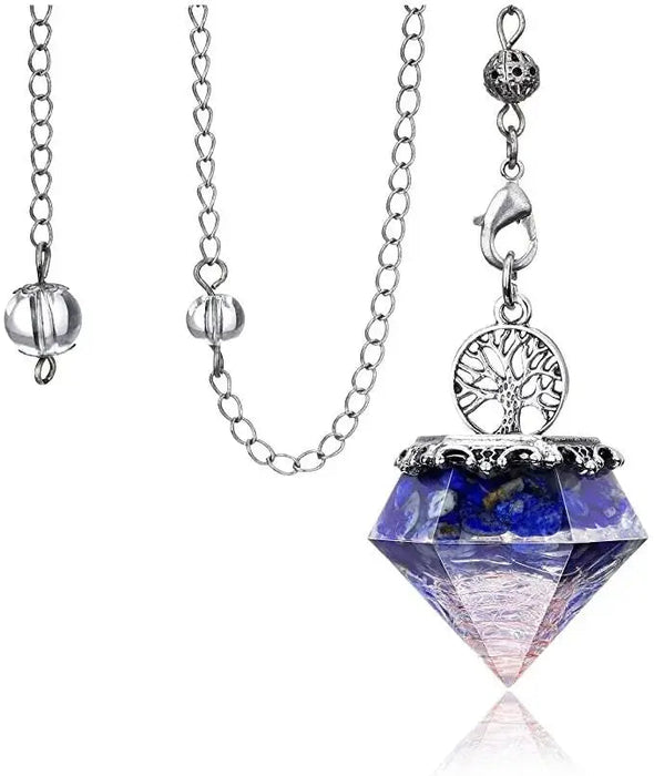 Orgone Aquamarine Crystal Pendulum Reiki Natural Orgonite Stone Pendant Tree of Life Pendulum for Dowsing Scrying Divination Pendulo X029-Health Wisdom™