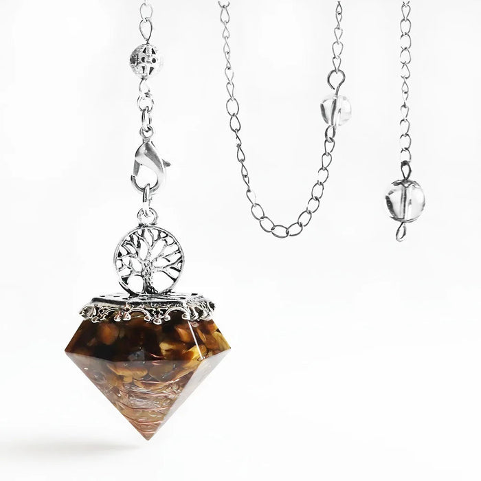 Orgone Aquamarine Crystal Pendulum Reiki Natural Orgonite Stone Pendant Tree of Life Pendulum for Dowsing Scrying Divination Pendulo X029-Health Wisdom™