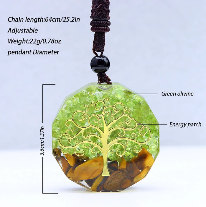 Orgone Necklace Generator Healing Reiki Green Olivine Tree Of Life Chakra Orgonite Pendant Energy Necklaces Meditation Jewelry-Health Wisdom™