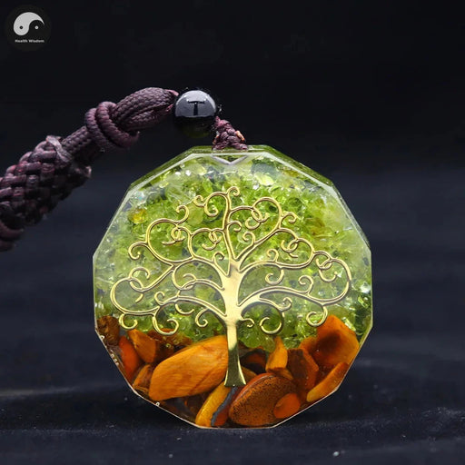 Orgone Necklace Generator Healing Reiki Green Olivine Tree Of Life Chakra Orgonite Pendant Energy Necklaces Meditation Jewelry-Health Wisdom™