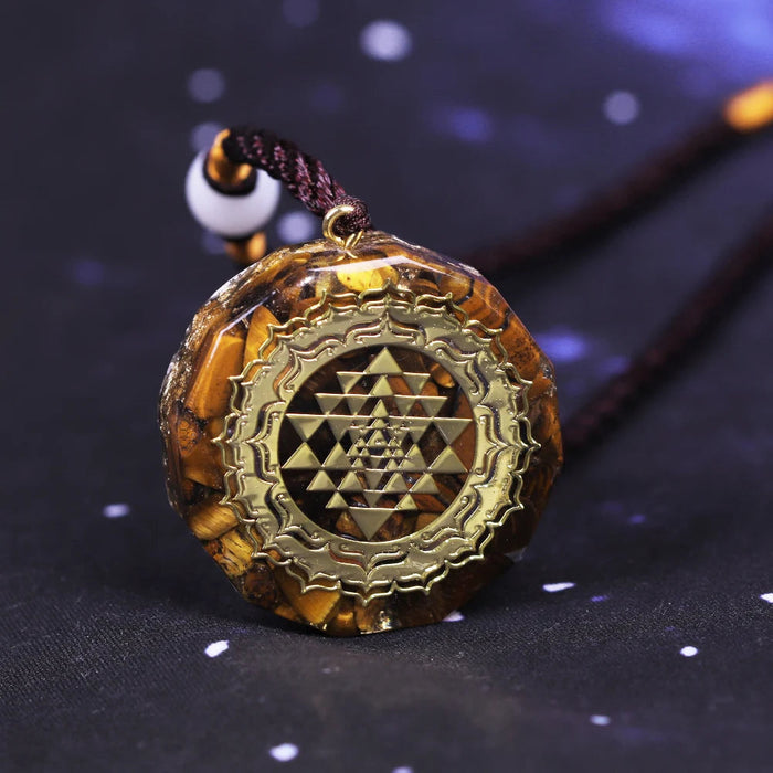Orgonite Necklace Sri Yantra Pendant Sacred Geometry Tiger Eye Energy Necklace Orgone For Women Men Jewelry-Health Wisdom™