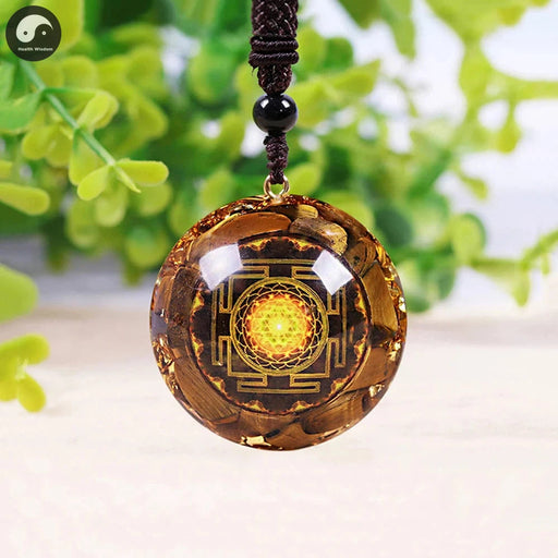 Orgonite Pendant Tiger Eye Necklace Sri Yantra Necklace Sacred Geometry Orgone Energy Healing Yoga Jewelry-Health Wisdom™