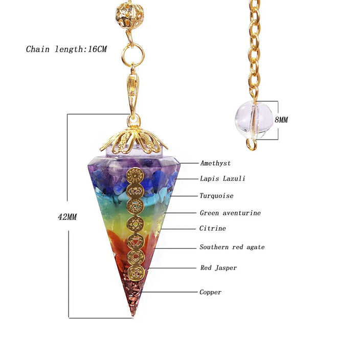 Orgonite Reiki Pendulum 7 Chakra Crystal Amulet Healing Energy Orgone Meditation Hexagonal Pendant-Health Wisdom™
