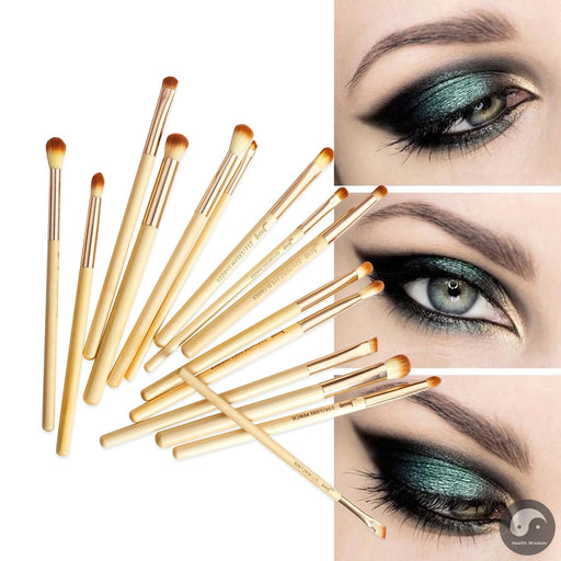 Perfect Bamboo Eye Brushes set, 15pcs Eyeshadow Details Eyeliner Eyebrow Precise shading Blending-Health Wisdom™