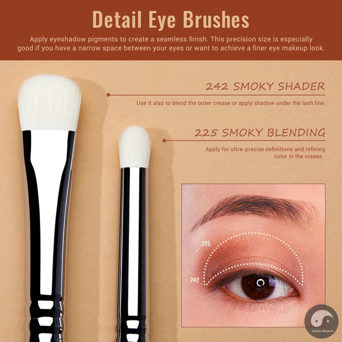 Perfect Eyeshadow Brush Set Eye Makeup Brushes set Synthetic Blending Shader Crease Smoky Concealer Pencil T334-Health Wisdom™