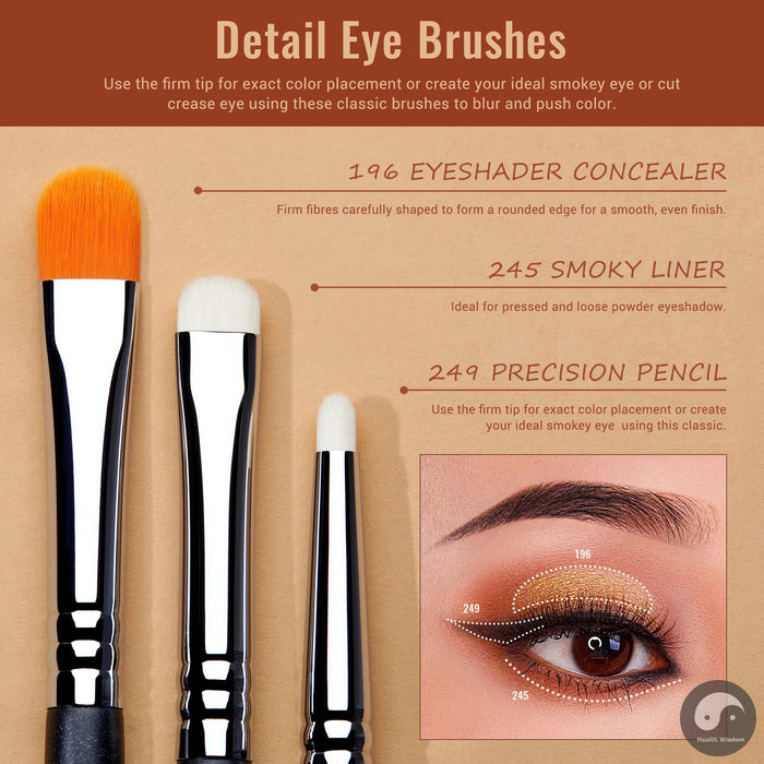 Perfect Eyeshadow Brush Set Eye Makeup Brushes set Synthetic Blending Shader Crease Smoky Concealer Pencil T334