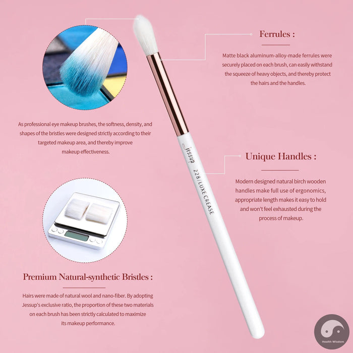 Perfect Makeup Brushes Set 15pcs Eye Brushes set Natural-synthetic Eyeshadow Eyeliner Eyebrow Blending Pearl White T217-Health Wisdom™