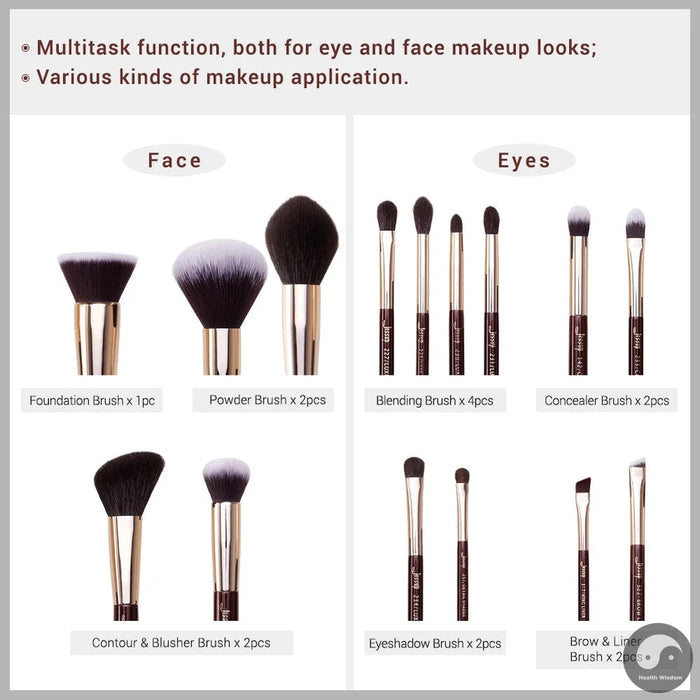Perfect Makeup Brushes Set 15pcs Professional Makeup Brush Powder Eyeshadow Liner Foundation Blush Blending Zinfandel/Golden-Health Wisdom™