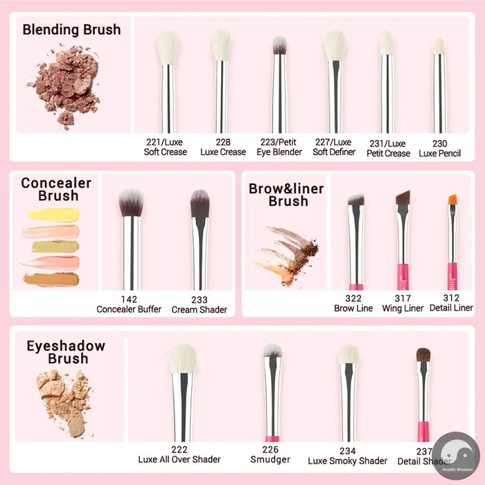 Perfect Makeup Brushes Set 15pcs professional Make up Brush Eyeliner Shader Natural-synthetic Rose-carmin/Silver-Health Wisdom™