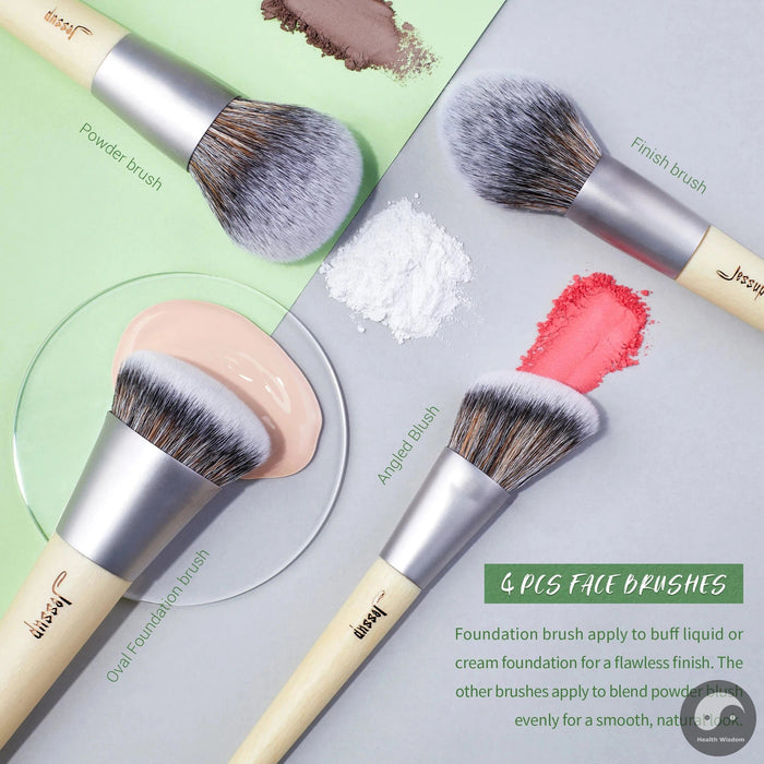 Perfect Makeup Brushes Set Eco-Friendly Premium Synthetic Foundation Powder Angled Concealer Blending Eyeshadow Duo Eyebrow T327-Health Wisdom™
