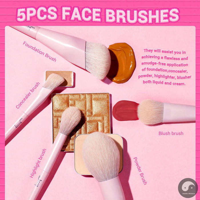Perfect Pink Makeup Brushes Set 2-14pcs Make up Brushes Premium Vegan Foundation Blush Eyeshadow liner Powder Blending Brush,T495