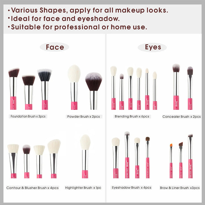 Perfect brushes 25pcs Professional Makeup Brushes Set Foundation Powder Blushes Precision Eyeshadow Eyeliner Eyebrow Rose-carmin-Health Wisdom™