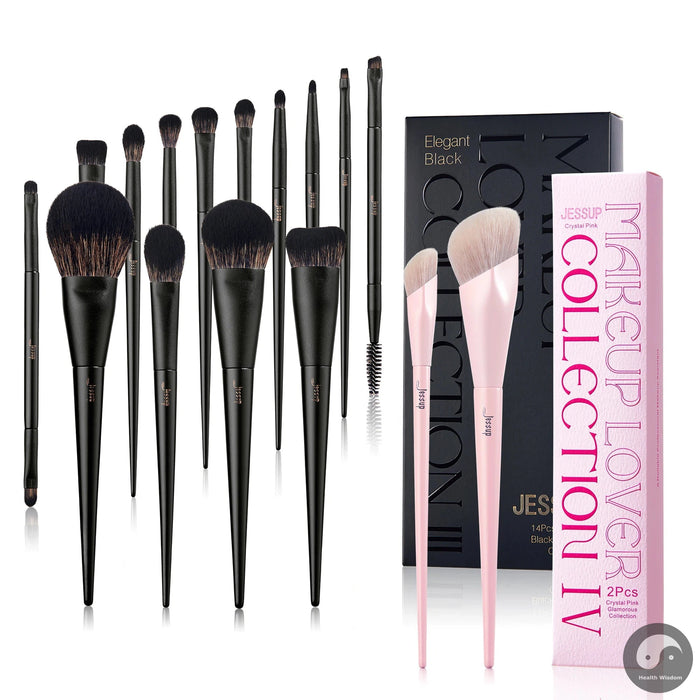 Pink Foundation Brushes Set T497 with 14pcs Makeup brushes T329-Health Wisdom™