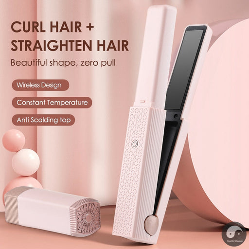 Professional Hair Straightener Ceramic Flat Iron 2 In 1 Cordless Hair Straightener And Curler Rechargeable Wireless Straightene-Health Wisdom™