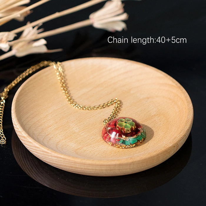 Pyramid Orgonite Energy Stone Pendant Choker Necklace With Red Coral And Malachite For Women Perfect Summer Jewelry-Health Wisdom™