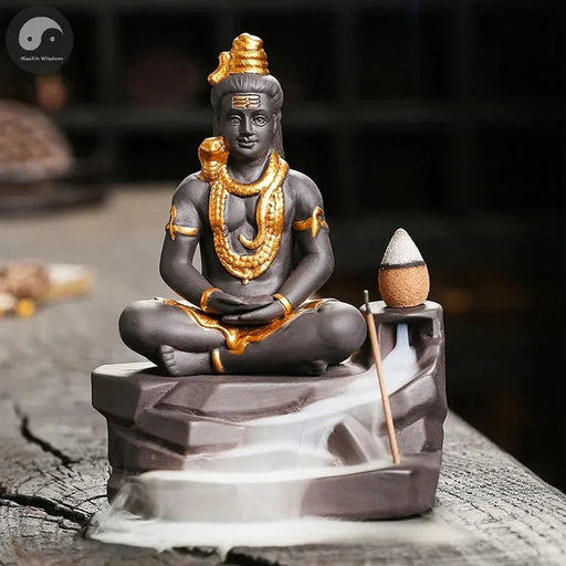 Shiva Buddha Ornaments For Home Decoration Backflow Incense Burner Handmade Purple Clay Incense Stick Holder -No Incense-Health Wisdom™