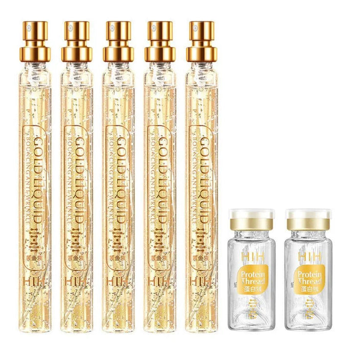 Silk Gold Protein Line Carving Anti Aging Essence Five-pieces Set Serum Firming Fade Fine Wrinkle Skin Care Set-Health Wisdom™