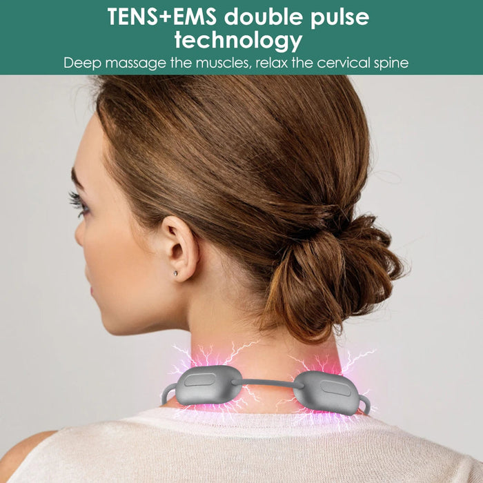 Smart TENS EMS Pulse Neck Massager Necklace Microcurrent Cervical Shoulder Spine Heating Kneading Low Frequency Magnetic Therapy-Health Wisdom™