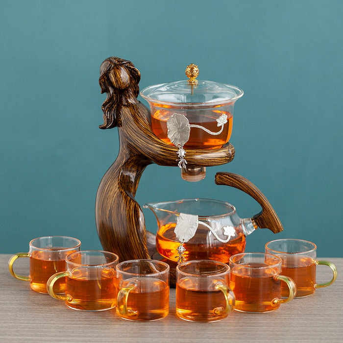 Tea Making Kungfu Teapot Teacup Automatic Tea Set Heat-resistant Glass Teapot Holder Base Tea infusers Tea Ware-Health Wisdom™