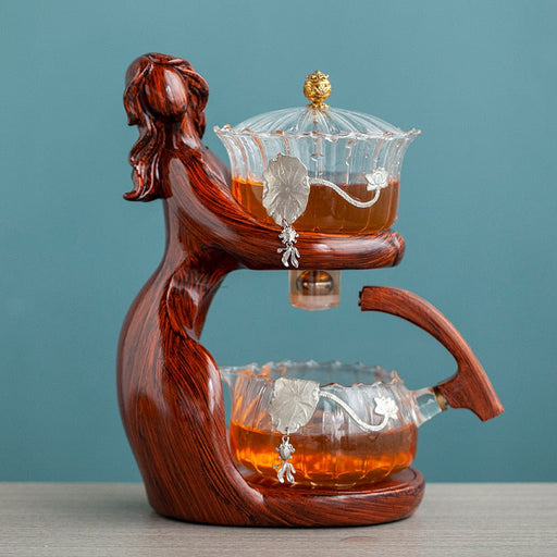 Tea Making Kungfu Teapot Teacup Automatic Tea Set Heat-resistant Glass Teapot Holder Base Tea infusers Tea Ware-Health Wisdom™