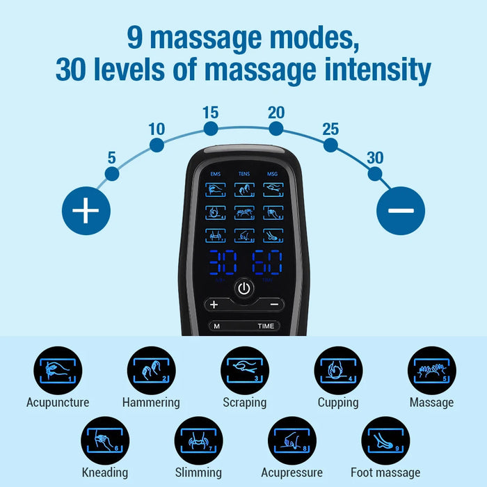 Tens Muscle Electrostimulator Massager Machine Dual Low Frequency Pulse Pulse Patch Relaxation Treatment 9 Mode Physiotherapy-Health Wisdom™
