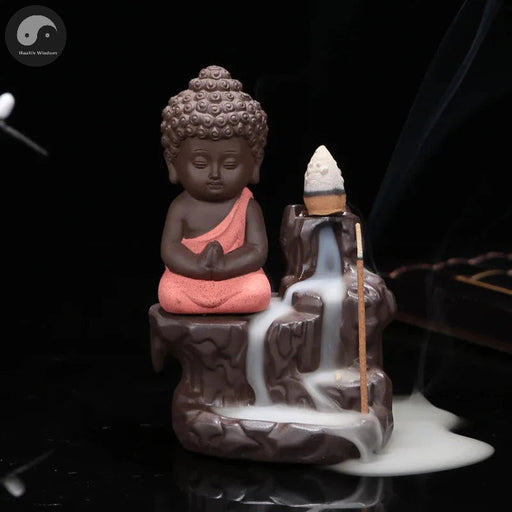 The Little Monk Censer Creative Home Decor Small Buddha Incense Holder Backflow Incense Burner Use In Home Teahouse-Health Wisdom™