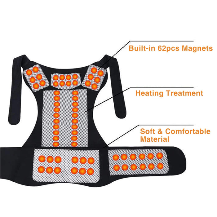 Tourmaline Magnetic Therapy Self-heating Vest Waist Back Shoulder Posture Corrector Spine Lumbar Brace Support Belt Pain Relief