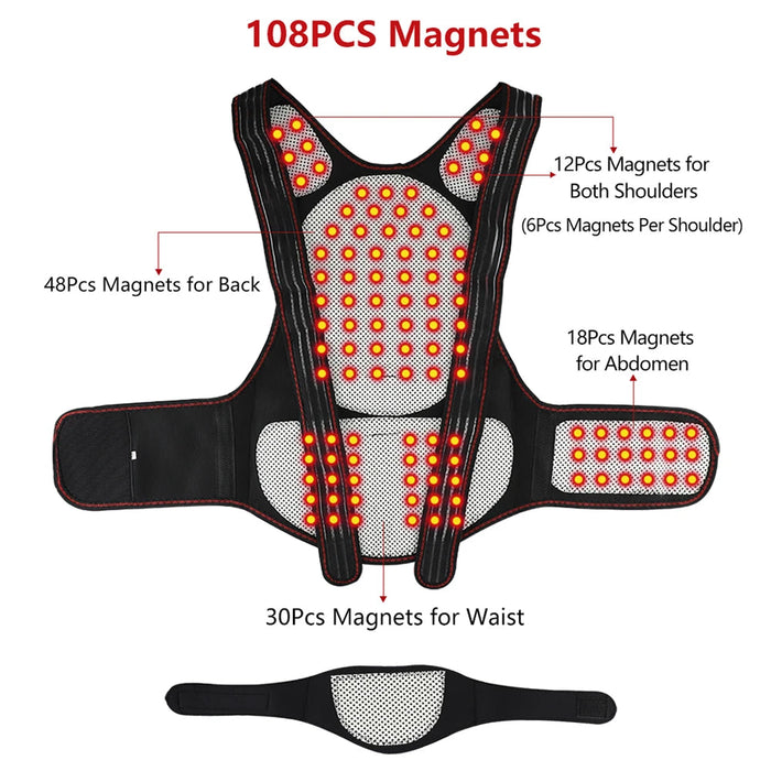 Tourmaline Self-heating Back Support Magnetic Hot Vest Waist Corset Shoulder Lumbar Posture Corrector Brace Health Care