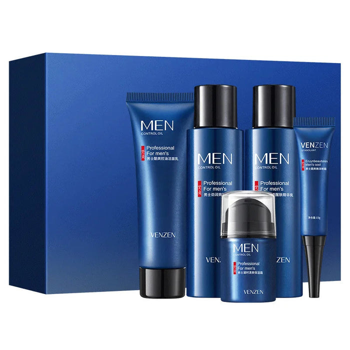 VENZEN Men's Skin Care Kit Face Cleaning Facial Cleanser Acne Treatment Blackhead Remover Hydrating Face Mask Men Skincare Set-Health Wisdom™
