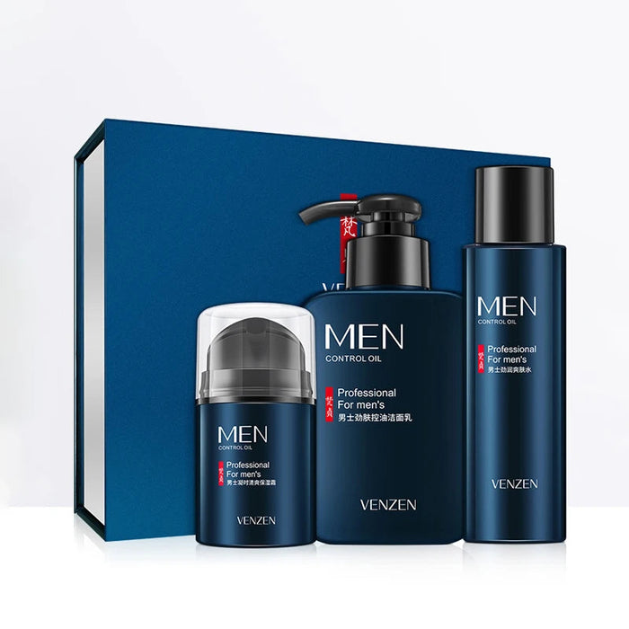 VENZEN Men's Skin Care Kit Face Cleaning Facial Cleanser Acne Treatment Blackhead Remover Hydrating Face Mask Men Skincare Set-Health Wisdom™