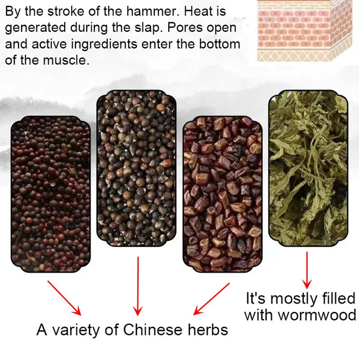 Wormwood Herb Filling Hand-made Massage Hammer Moxa Therapy Handcrafted Soft Massager Moxibustion Tool Acupoint Meridians Health