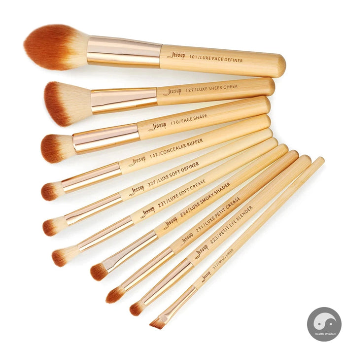 brushes 10pcs Bamboo Professional Makeup Brushes Brush set Beauty Make up Tool kit Foundation Powder Definer Shader Liner