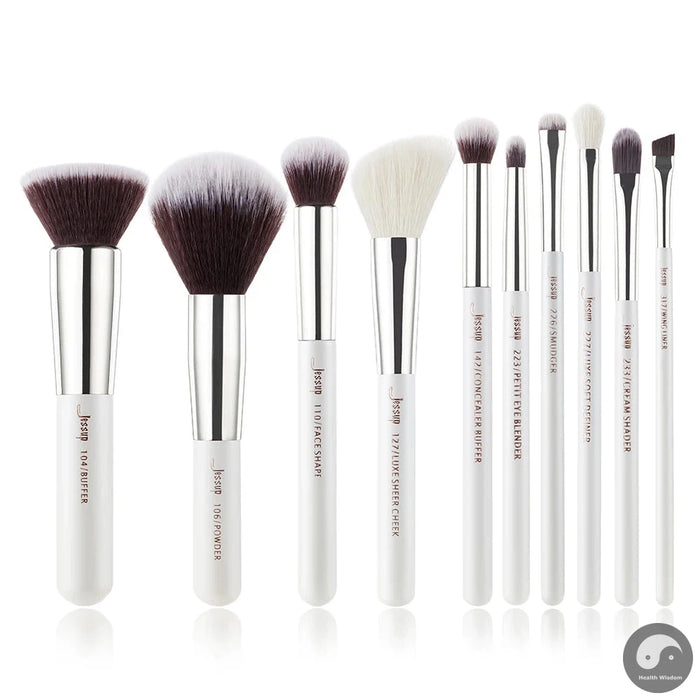 brushes 10pcs Make up Brush Natural-Synthetic Foundation Powder Contour Blush Eyeshadow Wing Liner Pearl Black